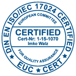 Zertifikat - personenzertifizierte Sachverständige für Pflege gemäß DIN EN ISO/IEC 17094